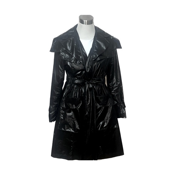 Miu Miu Jackets & Blazers - Miu Miu vampy black vinyl raincoat, size 6